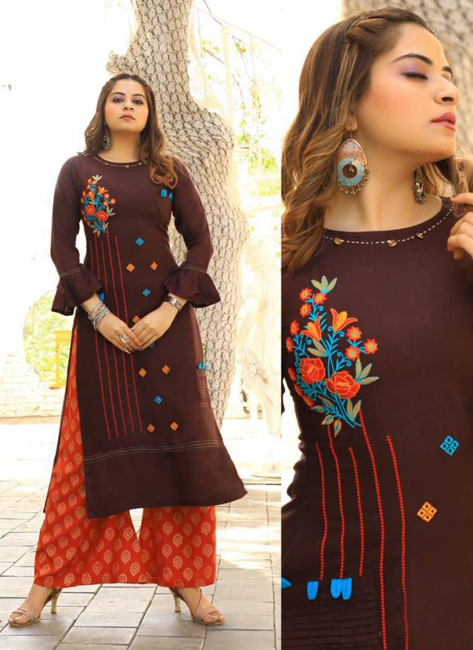 Fashion Girl Vol 2 Rayon Designer Embroidered Party wear Plazzo Kurti Collection 2001-2010